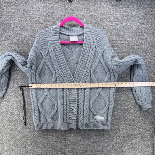Taylor Swift The Tortured Poets Department TTPD Grey Cable Knit Cardigan MD/LG - Image 10