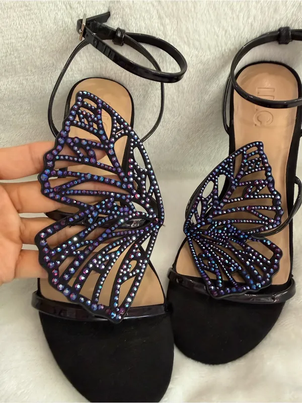 INC Black Butterfly Beaded Heels NWT Whimsigoth Fairycore Size 6.5 - Image 3