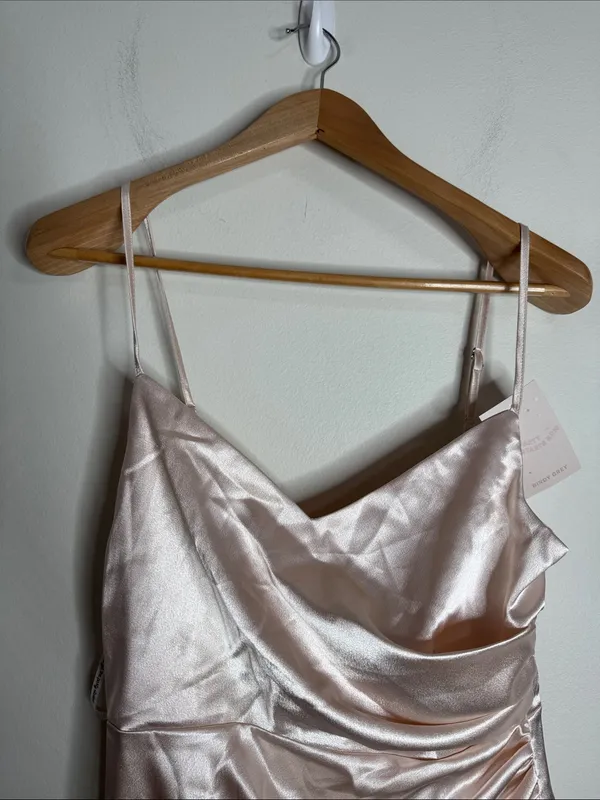 Birdy Grey Bridesmaid Catherine Shiny Strapped Maxi Dress in Champagne size S - Image 5