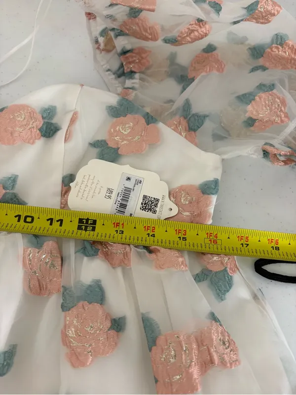 Altar'd State White Floral Organza Babydoll Dress Paper Rings NEW! Size Large - Image 12