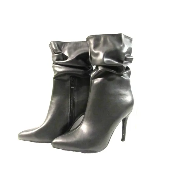 FOREVER LINK Stiletto High Heel Wrinkled Slouchy Dress LILLI Boot Size: 8, BLACK - Image 2