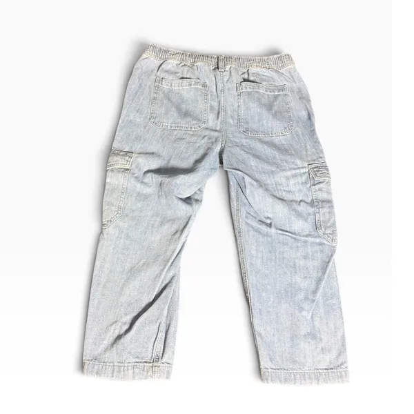 GAP Easy Jean Cargo Pants Large Petite Indigo Drawstring Utility Pockets - Image 2