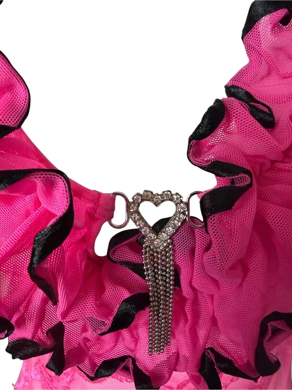Lace Halter Asymmetrical Lingerie Slip Dress - Image 5