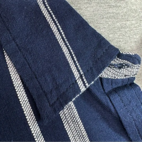 Sandy & Sid Striped Long Sleeve Button‎ Up Crop Shirt Blue White Large - Image 6