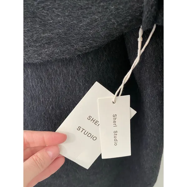 Sherl Studio Gray Wool Blend Belted Wrap Coat Women's Small - Image 3