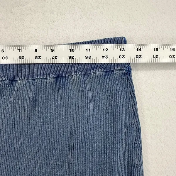 House of Harlow 1960 Ribbed Knit Maxi Skirt Blue Cotton Blend Womens Medium‎ - Image 2