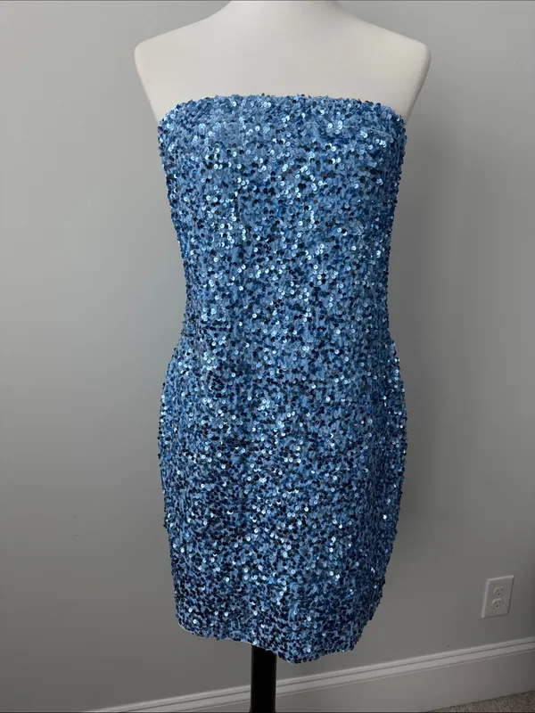 BP. Strapless Blue Sequin Mini Party Dress Women's Large - Image 2