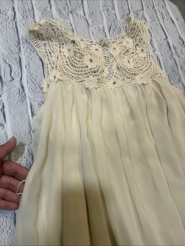 Ark & Co women’s.‎ Cream Crochet Yoke Chiffon Dress - Image 8