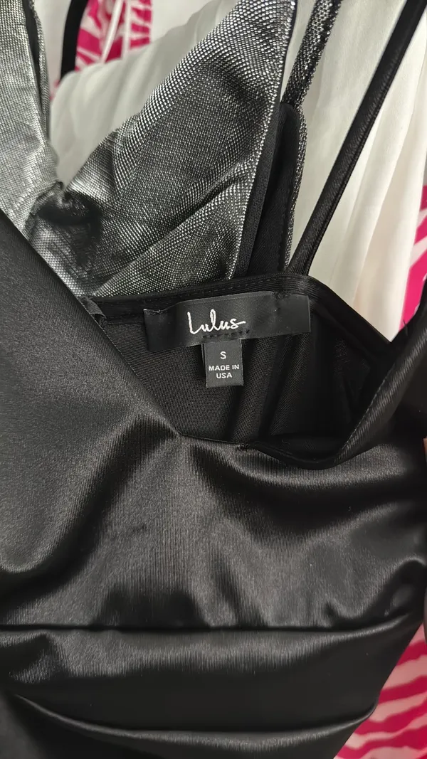 Lulus Black Satin Midi Dress - Image 3