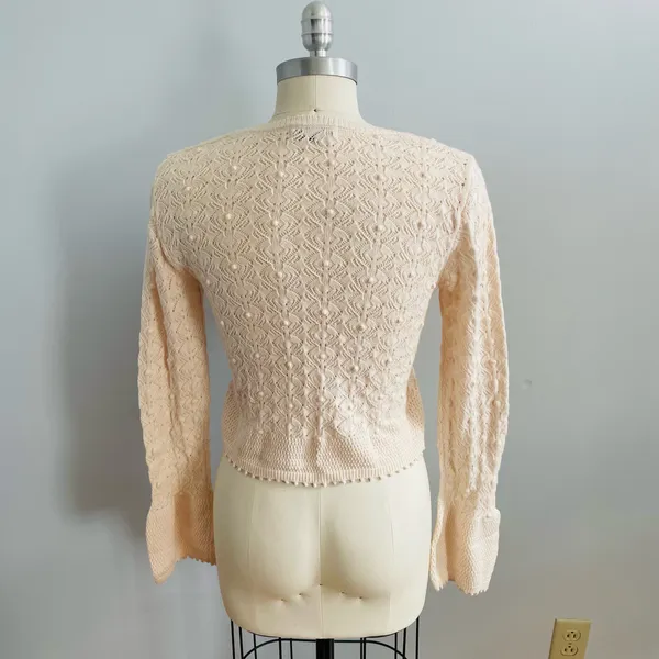 Lost + Wander Serena Pointelle Knit Square Neck Top- Ecru- Size XS/Small- Sample - Image 8