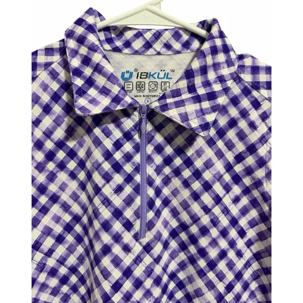 Ibkul Gingham Sleeveless Polo Lavender/White Golf Tennis Women'S‎ Size Small - Image 3
