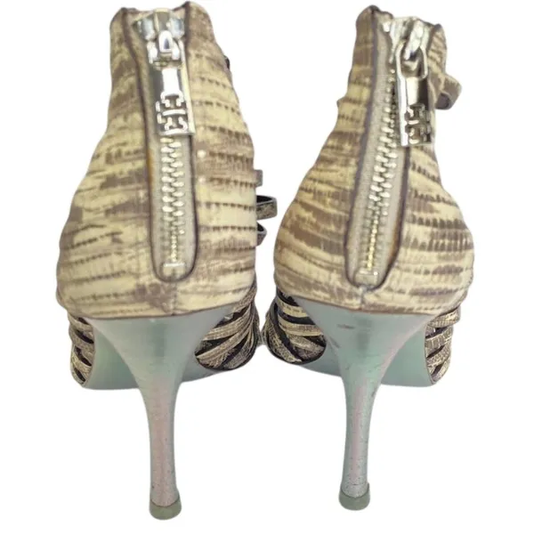 Tory Burch Gladiator Heels Beige Snakeskin Strappy Buckle Stilettos Women's 6.5M - Image 7