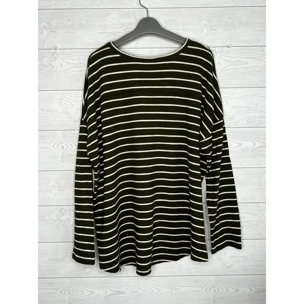 A.N.A. A New Approach olive green/cream striped long sleeve tunic NWT Size XXL - Image 2