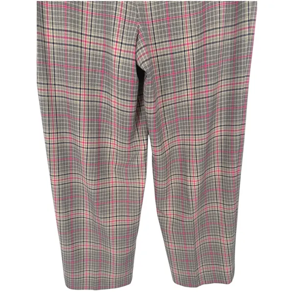 ON-34TH Womens Plaid High Rise Wide Leg Trouser Pants Tan Navy Pink Size 12 - Image 8