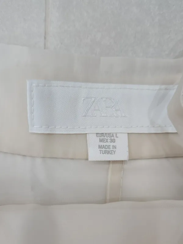 Zara Ivory Midi Dress With Straight Neckline And Sheer Hem Size L - Image 7