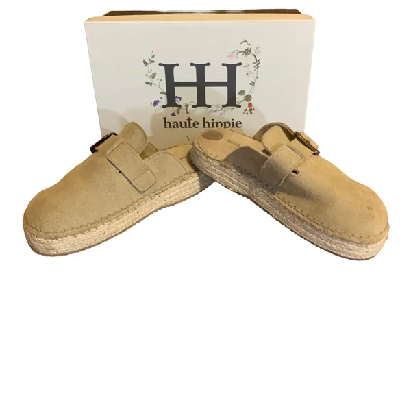 Haute Hippie "Biscuit" Beige "Aria" Suede Clogs With Box (6) - Image 6