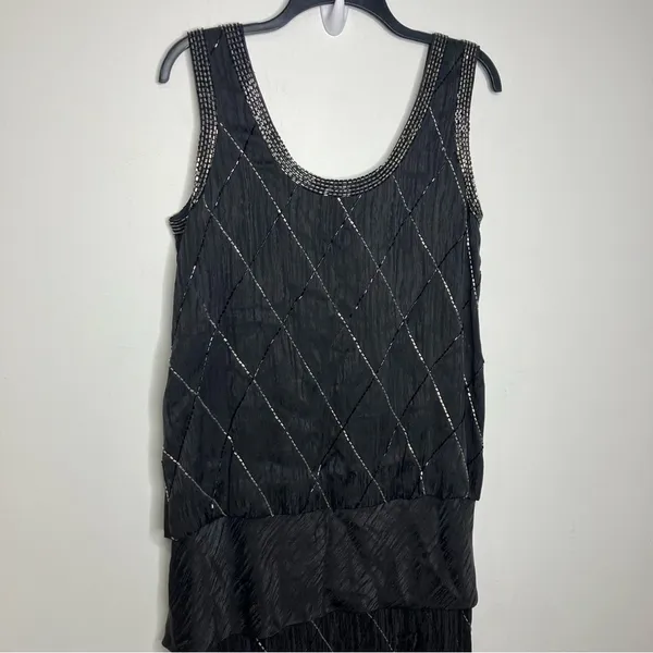 Francesca of Damon for starington‎ black beaded silk dress size 8 - Image 7