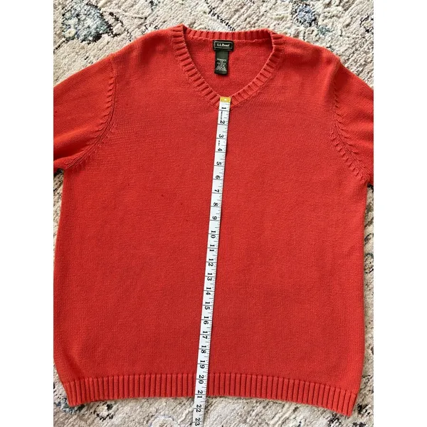 Vintage LL Bean‎ Sweater Womens Large Orange Fishermancore Chunky Thick Ski - Image 8