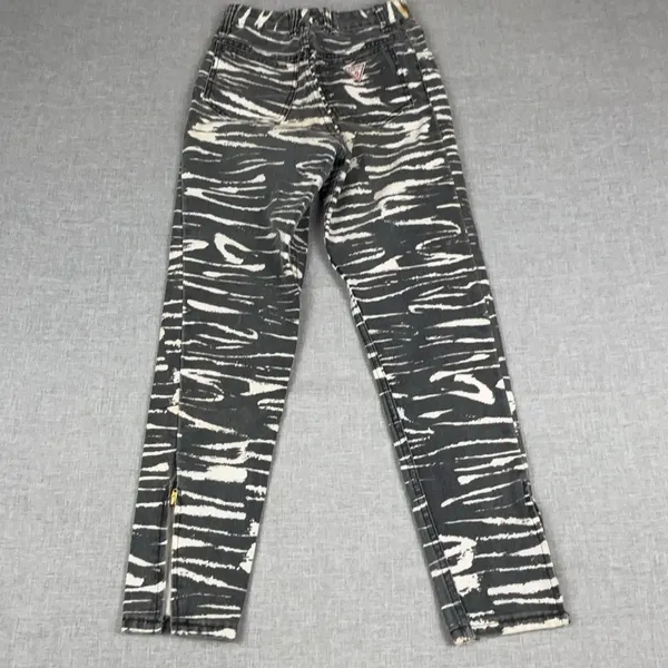 Vintage Guess By Georges Marciano Jeans Womens 28 Gray Zebra Skinny Ankle Zip - Image 2