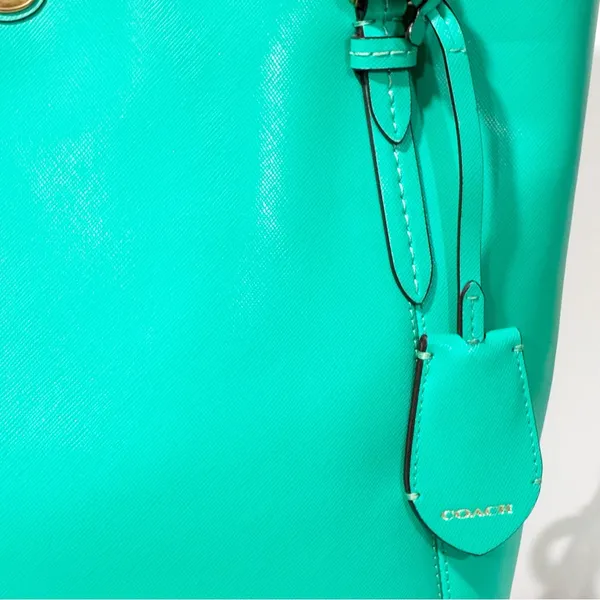Coach Purse Peyton Saffiano Leather Zip Top Tote Handbag NoA1481-F27349 Green - Image 2