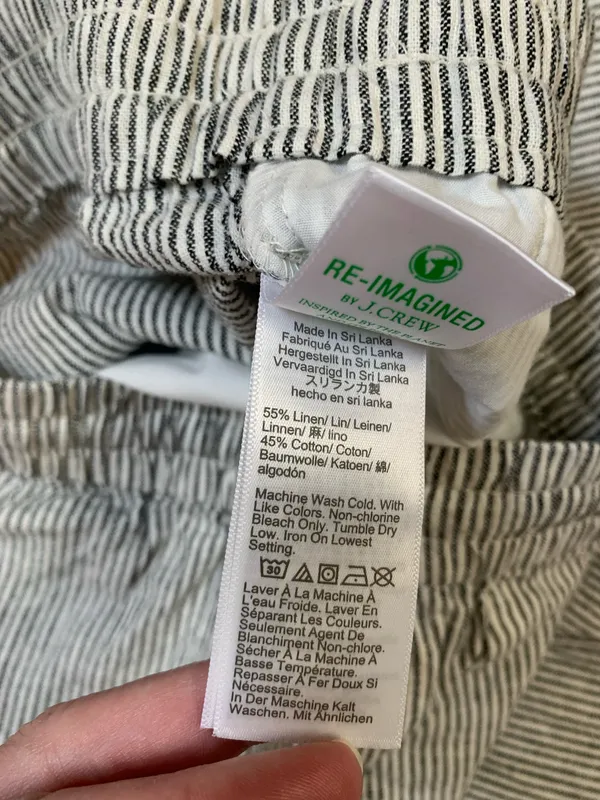 J.Crew Factory Striped Linen Cotton Blend Drawstring Pant Size 2 Pull On - Image 6
