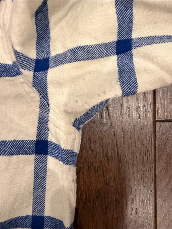 J. Crew Cream and Blue Large Windowpane Button-Down Shirt Size 10 - C1-612 - Image 9