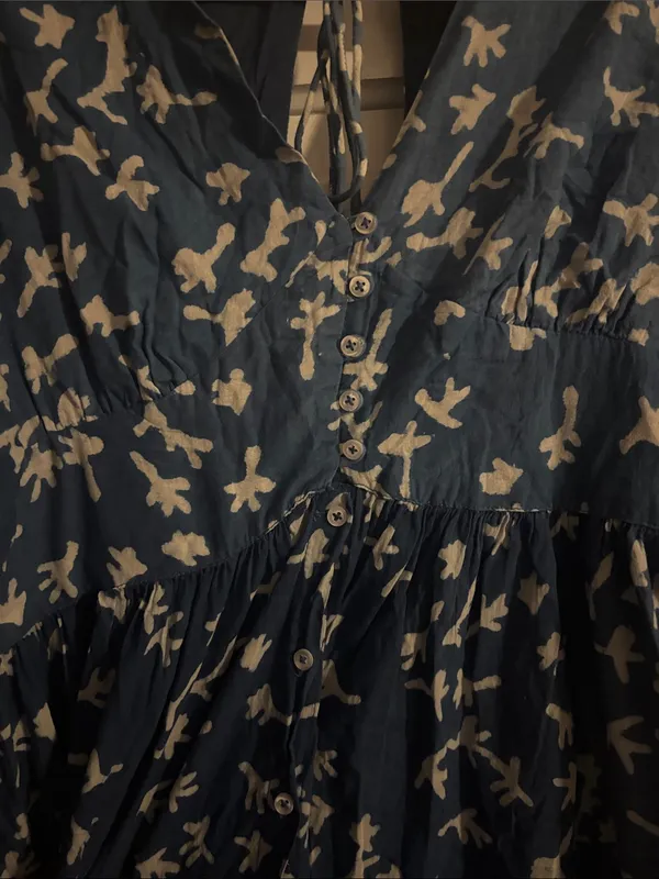 Blue Bird-Print Bohemian Dress - Image 3
