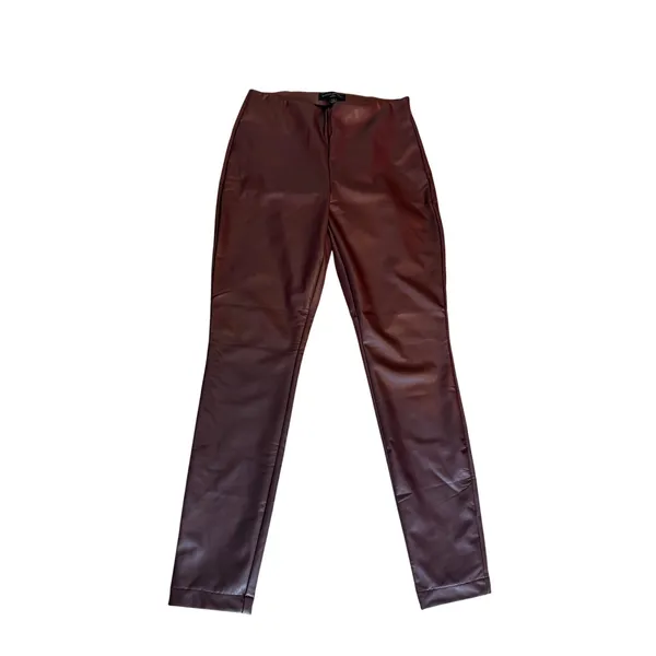 Banana Republic Faux Leather Leggings XS Burgundy Brown Coated Stretch Pants - Image 4
