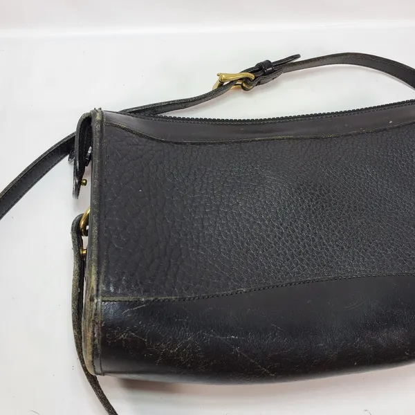 Dooney & Bourke Crossbody Bag Black‎ All Weather Leather Vintage USA Brass - Image 6
