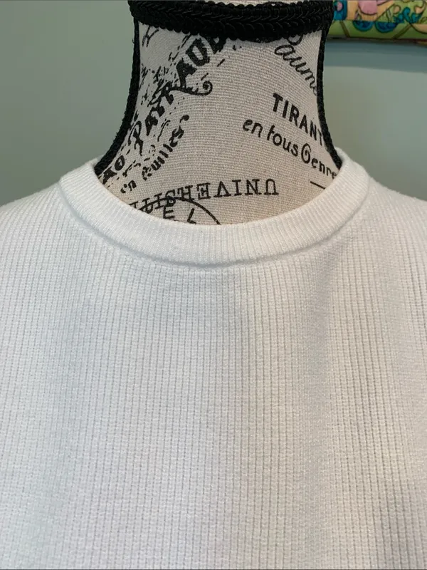 SHEIN Women’s Small White Tight Knit Ribbed Crewneck Long Sleeve Sweater - Image 3