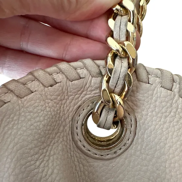 Tory Burch Marion Slouchy‎ Tote Light Oak Pebbled Leather Chain - Image 10