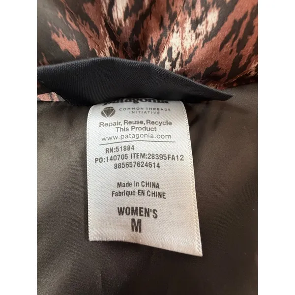 Patagonia Womens Brown Ikat Paisley Down Puffer Vest Removable Hood Medium 28395 - Image 3
