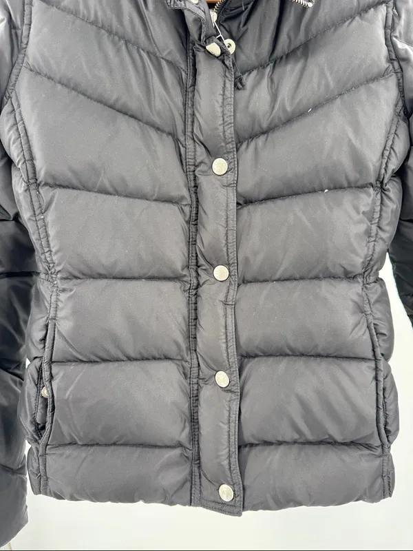 J. Crew Women's Black Chevron-Quilted Puffer Jacket down filled winter xs - Image 7