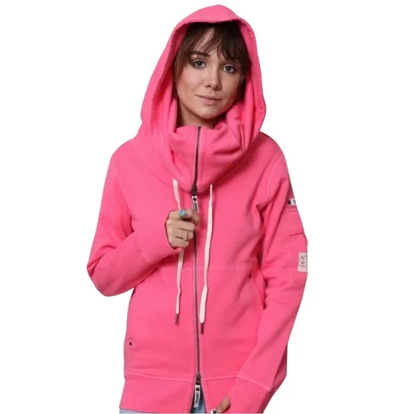 THUMB UNITED 4X Pink Full Zip Heavy Hoodie Oversized Cowl Neck Sweatshirt Jacket - Image 2