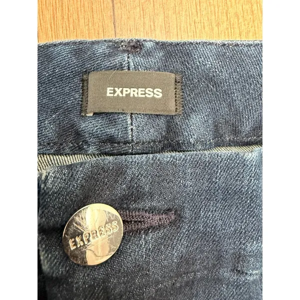 Express Mid Rise Flare Jeans‎ Dark Wash Ultra Stretch Size L Regular - Image 8