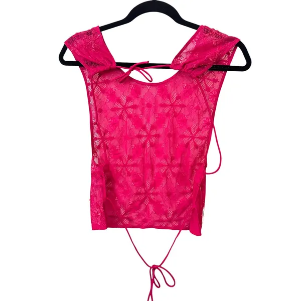 ANTHROPOLOGIE LyreBird Sequin Sheer Tie-Back Top Orchid Flower Medium NEW‎ NWT - Image 3