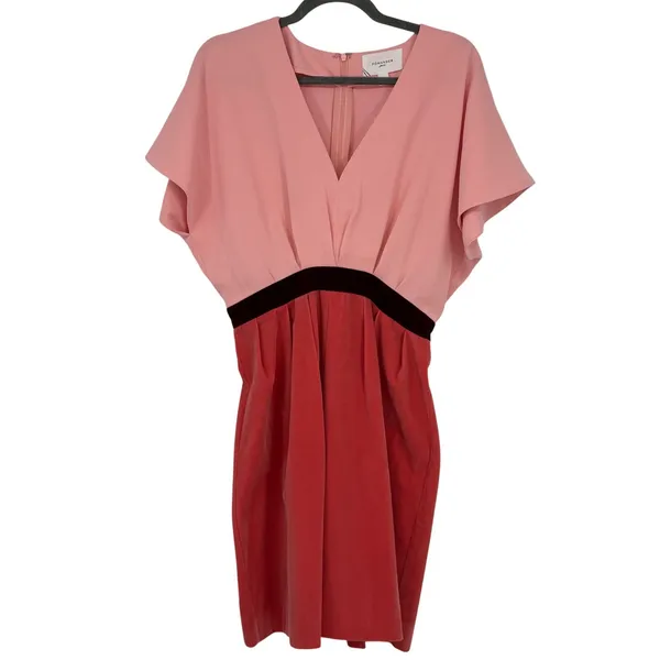 Pomander Place‎ Pink Red Colorblock Velvet Skirt Dress Womens Medium - Image 2