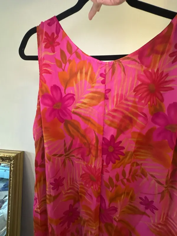 Appropriate Behavior Pink and Orange Floral Tropical Sleeveless Maxi Dress - Image 4