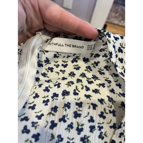 FAITHFULL THE BRAND Women's Blue Rae Casual Floral Print Nina Midi Dress Size 4 - Image 14