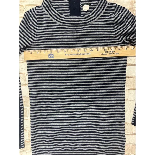 J. Crew XS Sweater Blue Gray Stripe Button Detail‎ Merino Wool - Image 6