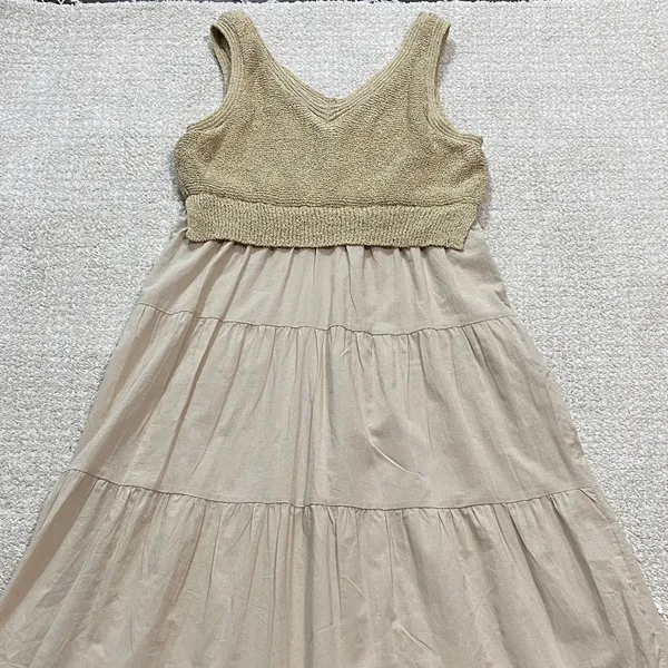 Versona Cream Tiered Midi Skirt Size S 100% Cottow - Image 13