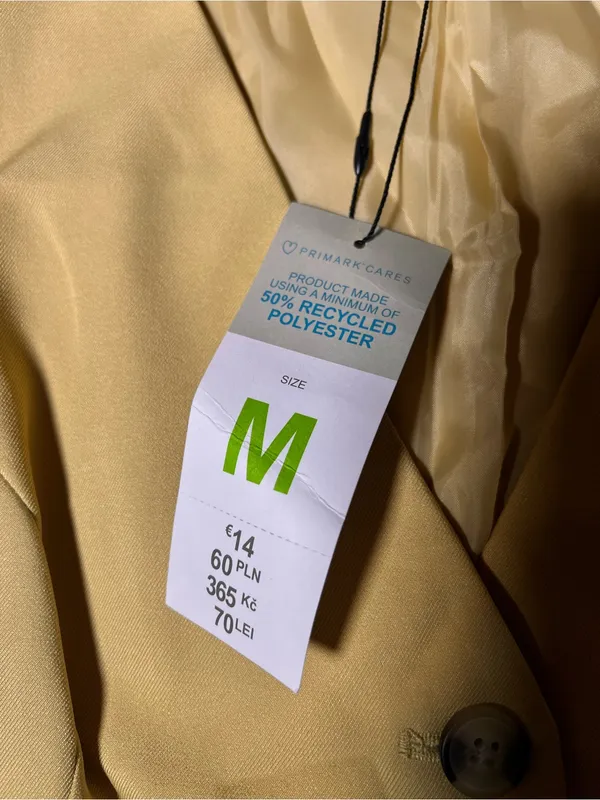 NWT Primark Cares Butter Yellow Tailored Waistcoat Vest Top Button Front Medium - Image 5