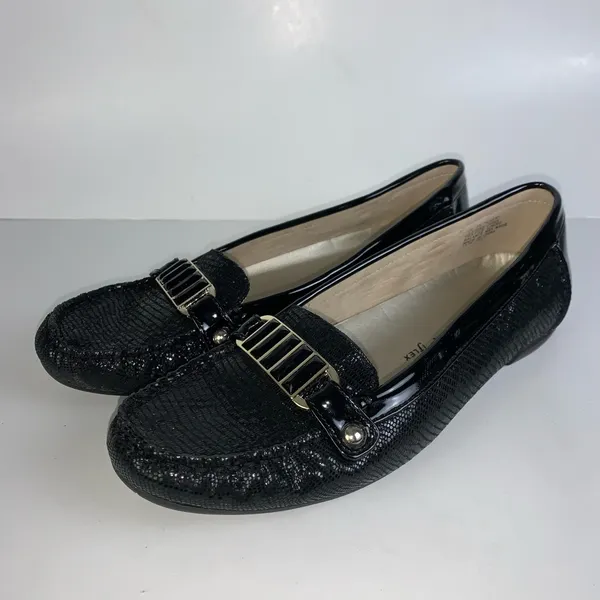 Anne Klein Iflex Women's Shoes Sz 8M Black Moccasin Loafers Flat Comfort - Image 2