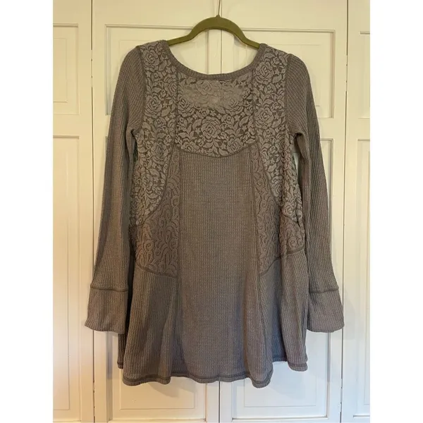 Anthropologie Eloise waffled knit swing lace dress tunic small - Image 7