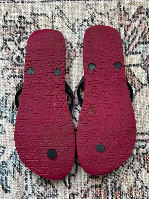TORY BURCH Flip Flops Women’s Size 8 Magenta and Blue Thong Strap Beach Sandals - Image 6