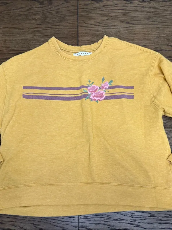 XiRENA Yellow Sweatshirt & Joggers Set with Purple Stripe - Image 7