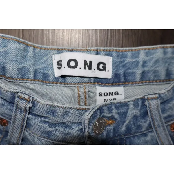 S.O.N.G. Bow Ribbon Light Wash Wide Leg Jeans Sz 1 25 Coquette Y2K - Image 3
