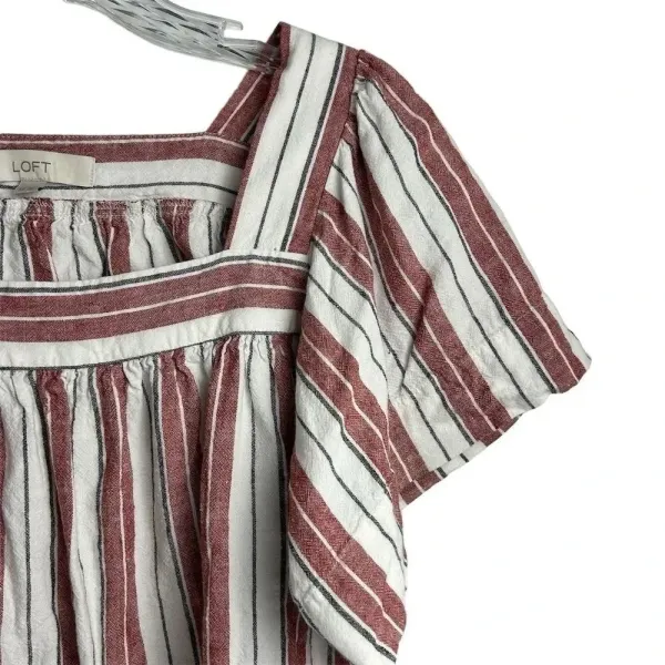LOFT Women's XS‎ Striped Square Neck Blouse Multicolor Short Sleeve Casual - Image 4
