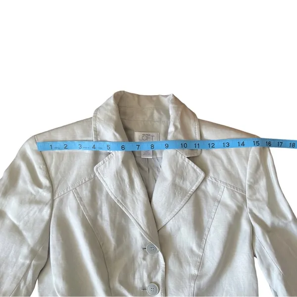 Loft ANN TAYLOR Blazer Khaki Light gray Size 4 Silk Linen Business Formal - Image 10