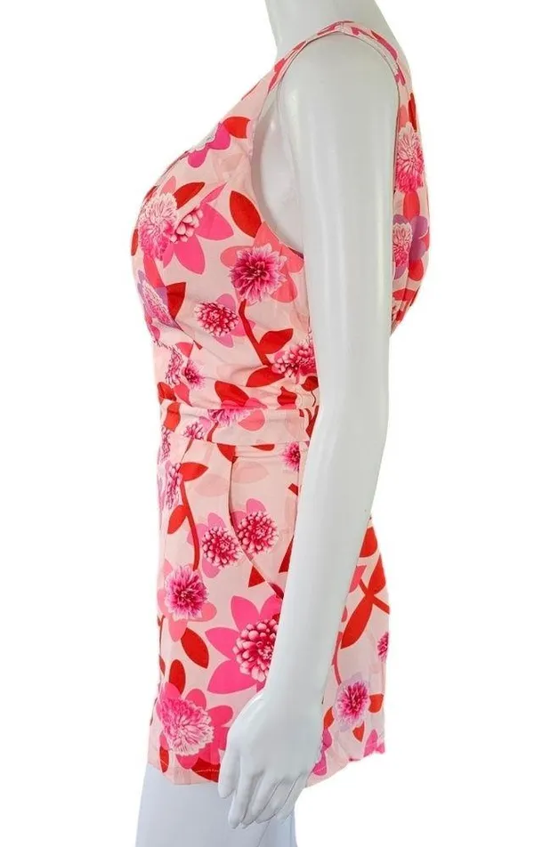 Dygarni Pink & Red Floral Sleeveless Romper Size Large - Image 4